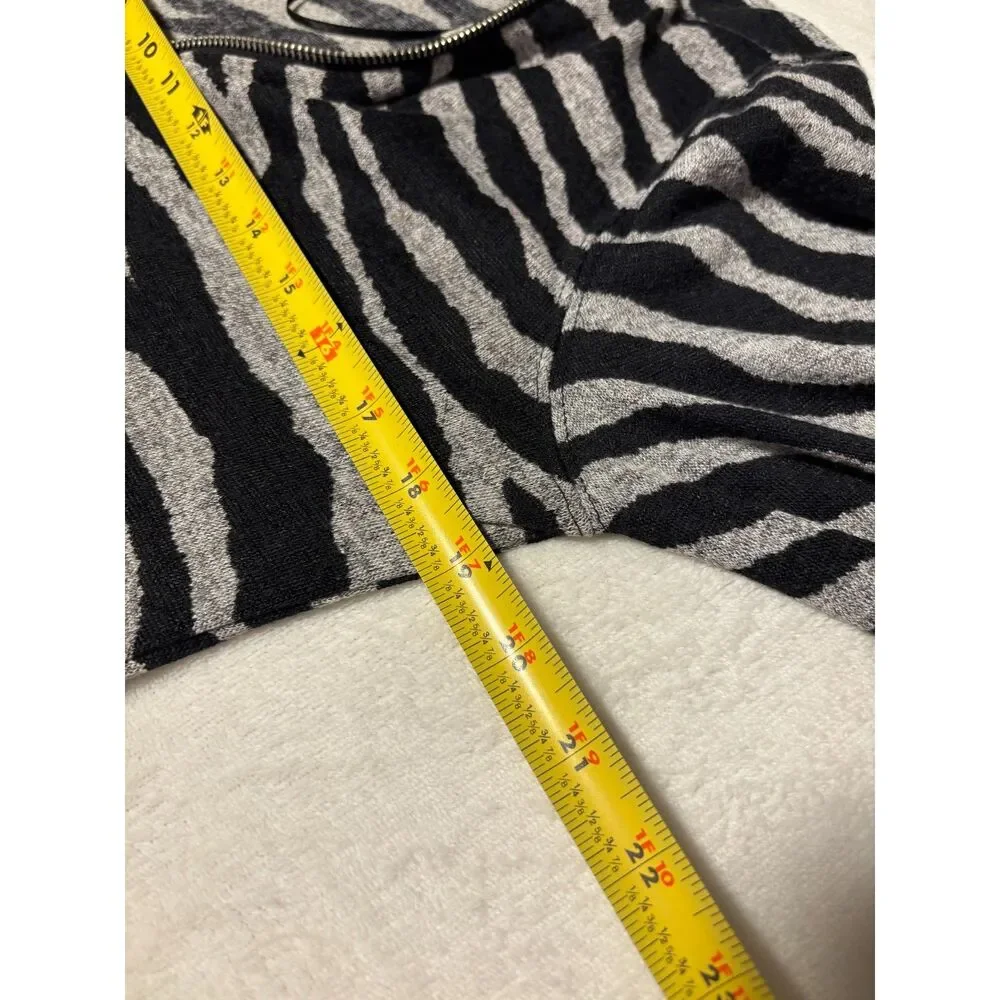 Michael‎ Kors Zebra Print Quarter Zip Dress Womens Medium Stretch Bodycon Mini